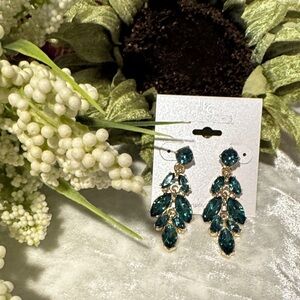 LG Teal and Gold Leaf Earrings